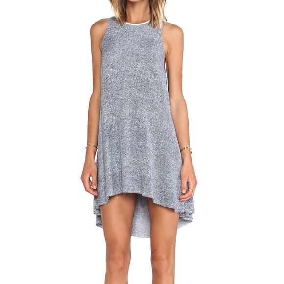 Alexander Wang Ink & Ivory Leather Trim Flow High Low Mini Dress Size 2
